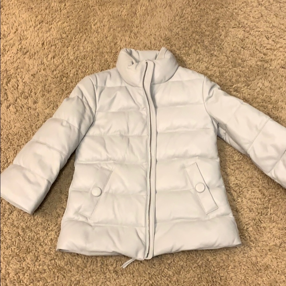Cream June puffer leather jacket